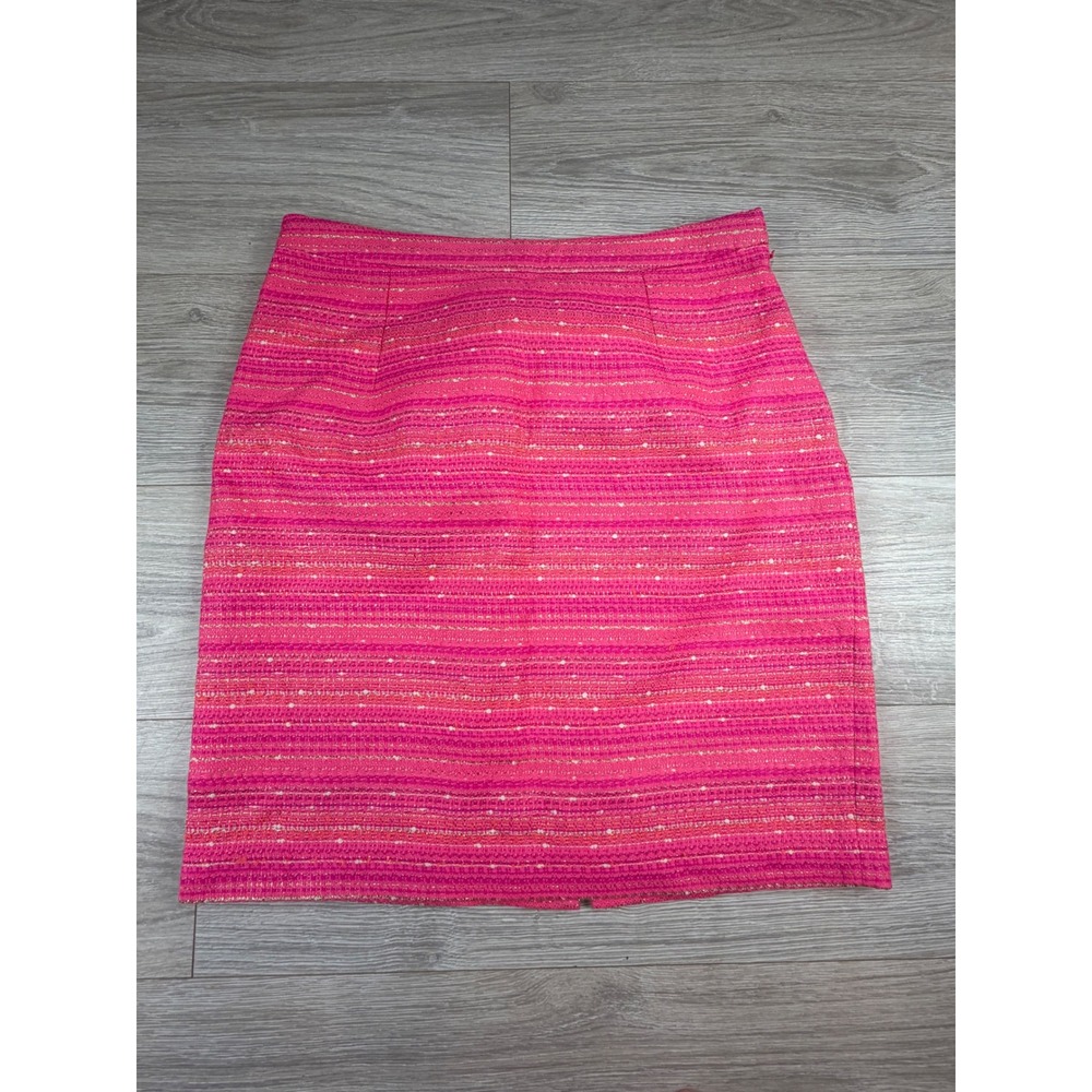 Lilly Pulitzer Pink Tweed Metallic Gold Lurex Pencil Skirt Womens 14 48554